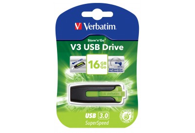 Verbatim V3 USB 3 Store and Go 16GB Green Flash Drive